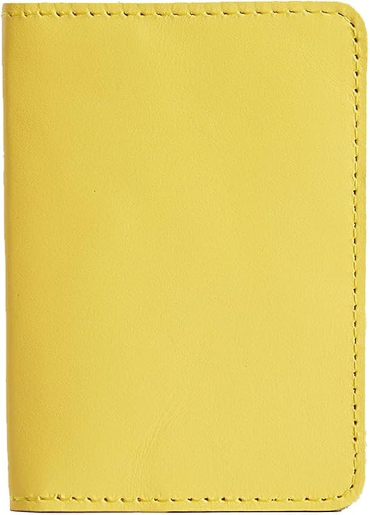 INCARNE US Passport Cover Clear - Travel Passport Wallet - Leather Passport Holder for Women Men Family with Card Slots & Note Compartmen - Sleeve Protector - Genuine Leather - Classic Yellow