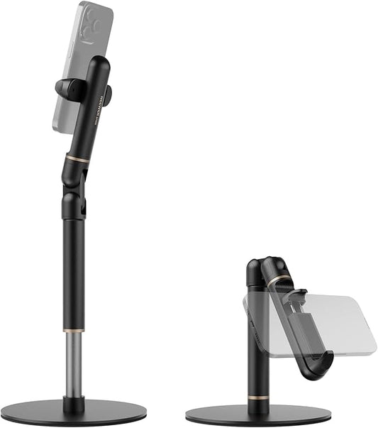 NEEWER Basics Cell Phone Stand for Desk, Adjustable Phone Holder Clamp with Weighted Metal Base, Office Table Phone Mount Compatible with iPhone 16 15 Pro Max Plus Samsung for Video Recording, ST006