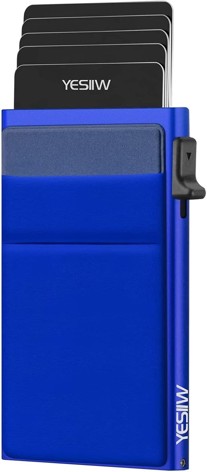YESIIW Credit Card Holder Wallet for Men RFID Blocking Slim Minimalist Metal Wallet with Money Pocket Contactless Card Protector