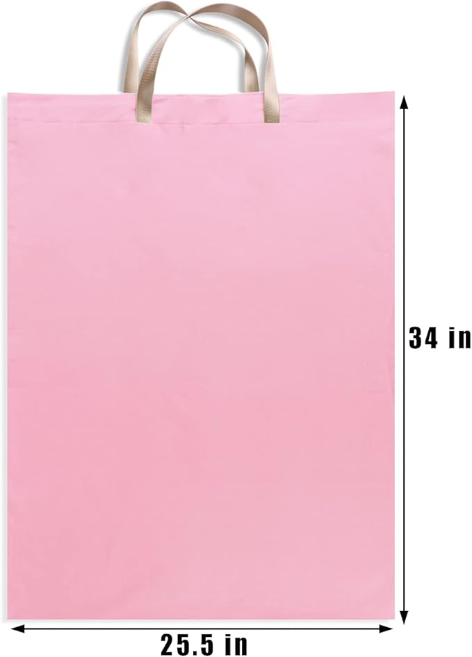 LOLOMLO Extra Large Canvas Laundry Bags with Handles & Drawstring Closure, Heavy Duty Tears Resistant Clothes Storage Travel Bags, Machine Washable Multi Use Laundry Bag liner for Laundry Hamper - 25.5 x 34 in - Pink