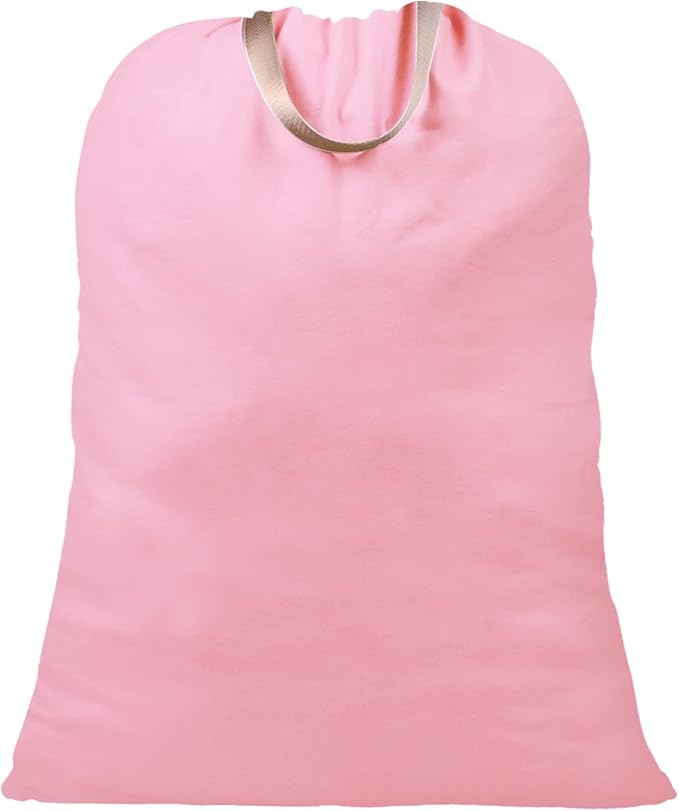 LOLOMLO Extra Large Canvas Laundry Bags with Handles & Drawstring Closure, Heavy Duty Tears Resistant Clothes Storage Travel Bags, Machine Washable Multi Use Laundry Bag liner for Laundry Hamper - 25.5 x 34 in - Pink