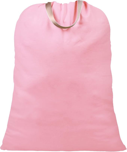LOLOMLO Extra Large Canvas Laundry Bags with Handles & Drawstring Closure, Heavy Duty Tears Resistant Clothes Storage Travel Bags, Machine Washable Multi Use Laundry Bag liner for Laundry Hamper - 25.5 x 34 in - Pink