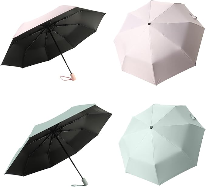 BAODINI Small UV Protection Travel Umbrella Compact for Rain and Sun UPF 50+ Windproof Portable 42 inch Umbrella for Women and Men