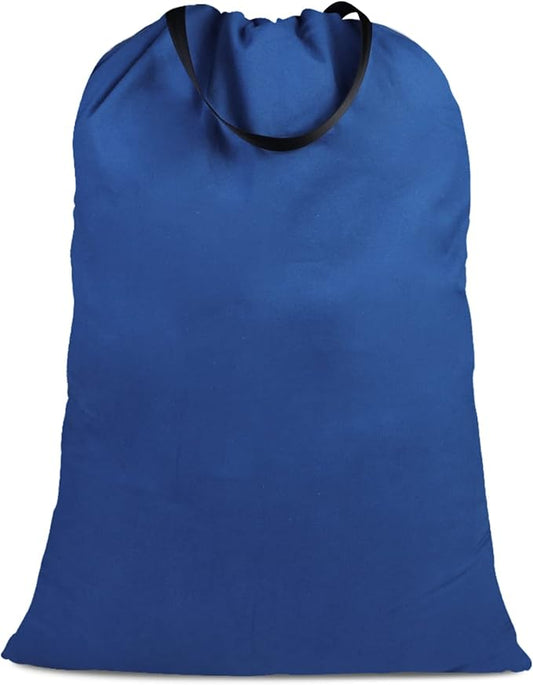 Cotton Canvas Laundry Bag with Handles & Drawstring Straps, Heavy Duty Extra Large Laundry Bags for Laundromat and Household, 25.5x34 Inch, Navy Blue