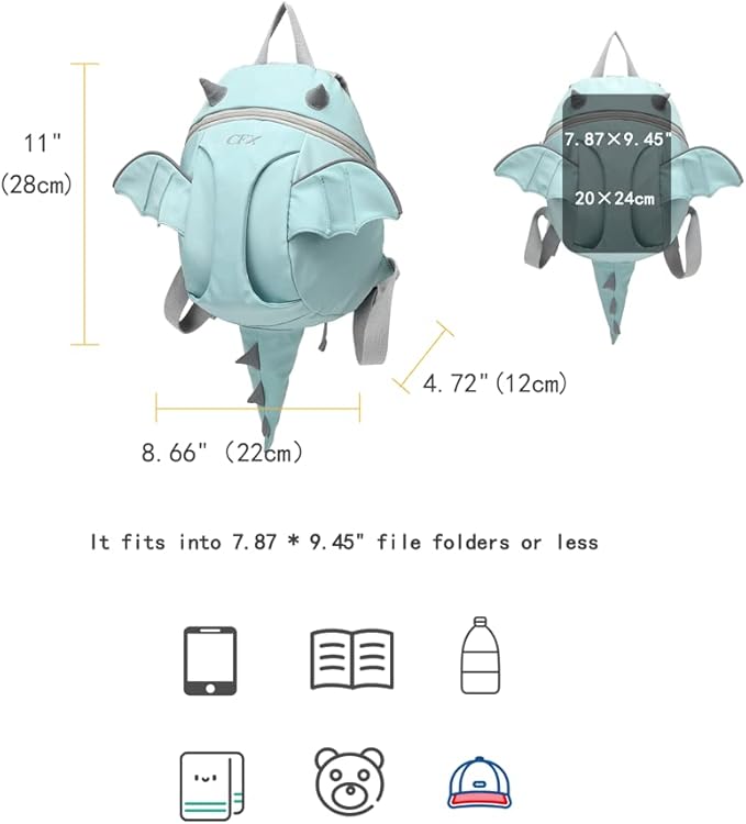 CFX Toddler Backpack Leash, Anti Lost Leash with Safety Handle, Attractive toddler harness (Dinosaur)