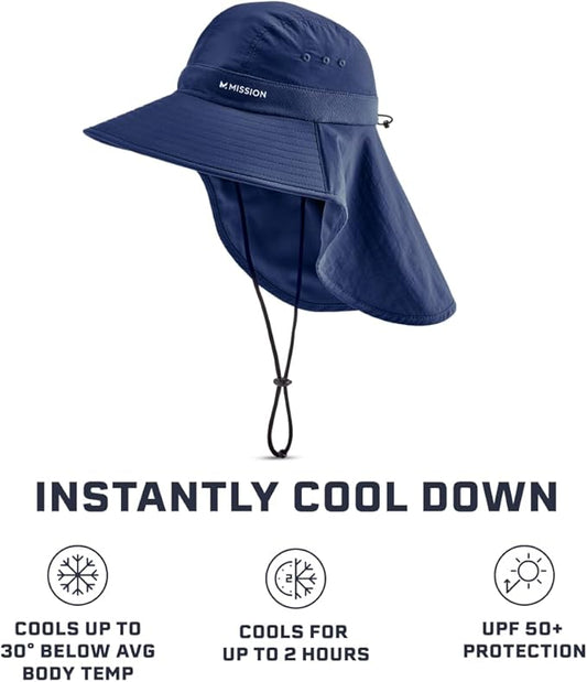 Cooling Sun Defender Sun Hat, UPF 50 UV Protection for Men Women, Wide Brim Outdoor Hat for Hiking, Fishing, Beach, Gardening