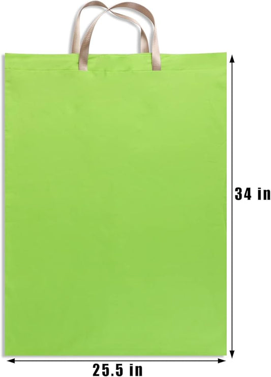 LOLOMLO Extra Large Canvas Laundry Bags with Handles & Drawstring Closure, Heavy Duty Tears Resistant Clothes Storage Travel Bags,25.5"x34",Green