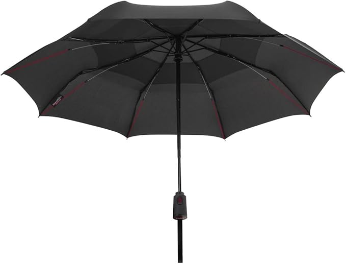 ShedRain Compact Folding Travel Umbrella – Push-Button Open & Close, Vented Double Canopy, Protects from Rain, Sun, & Wind
