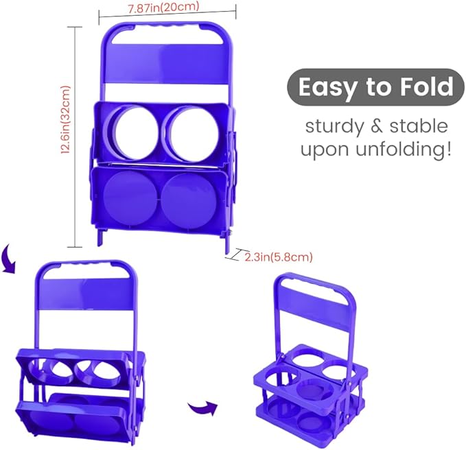 musbus Reusable Drink Carrier with Handle for Delivery Drivers, Portable Cup/Coffee Holder Accessories for Delivery, Foldable Drinks Caddy with Tray, Car Durable Plastic Festive Bottle, Vacation