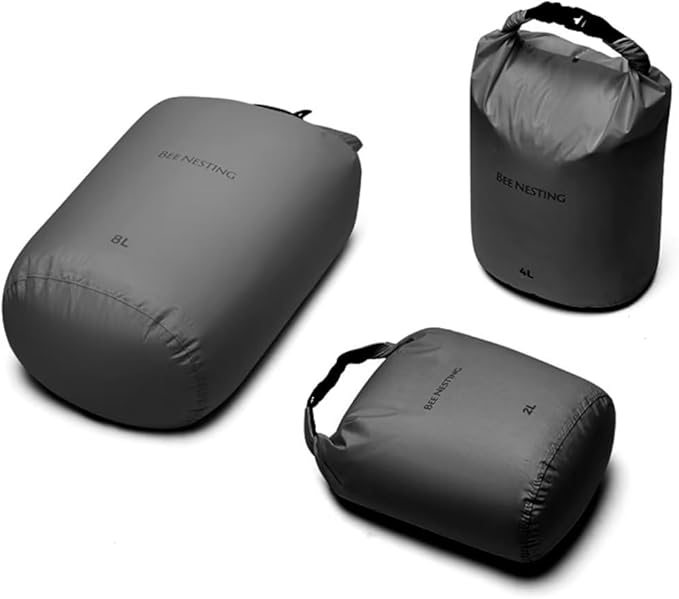 Bee Nesting Ultralight Dry Bag Set for Backpacking, Waterproof Dry Sack for Camping, Hiking, Motorcycle, Lightweight Stuff Sack Set of 3 Pack