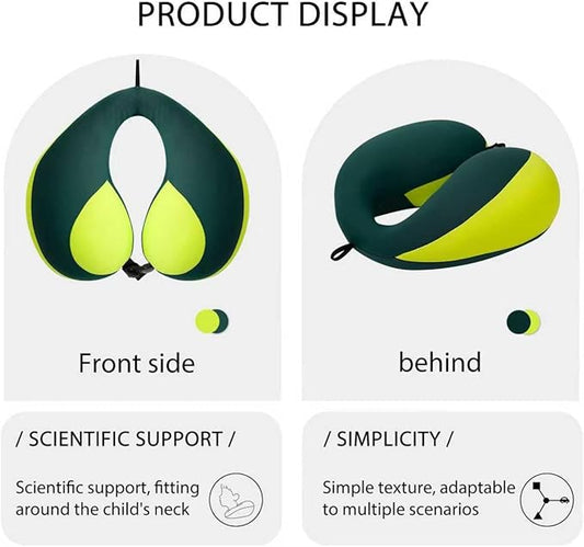 MOOB Neck Pillows for Kids Car & Airplane, Toddler Neck Pillow for Carseat Traveling Gifts for Toddler & Children U-Shape Car Seat Head Travel Neck Pillow Green