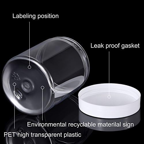 SATINIOR 12 Pack 10 oz Plastic Container Jars with Lids Round Clear Travel Cosmetic Container Jars for Toiletries, Lotion, Cream, Ointments, Makeup, Rhinestone, Samples, Kitchen Storage(White)