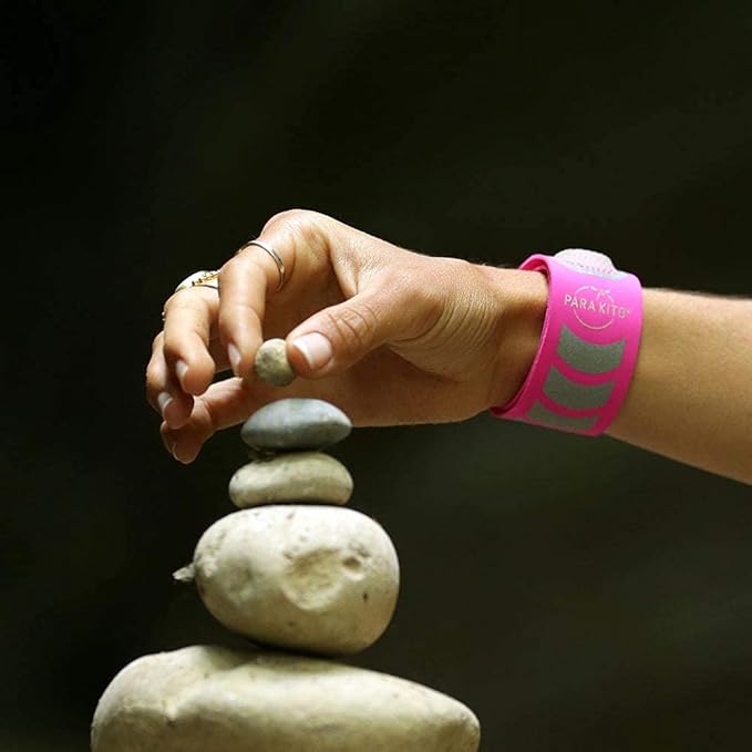 PARA'KITO Mosquito Insect & Bug Repellent Wristband - Waterproof, Outdoor Pest Repeller Bracelet w/Natural Essential Oils - Sport Edition (Fuschia)