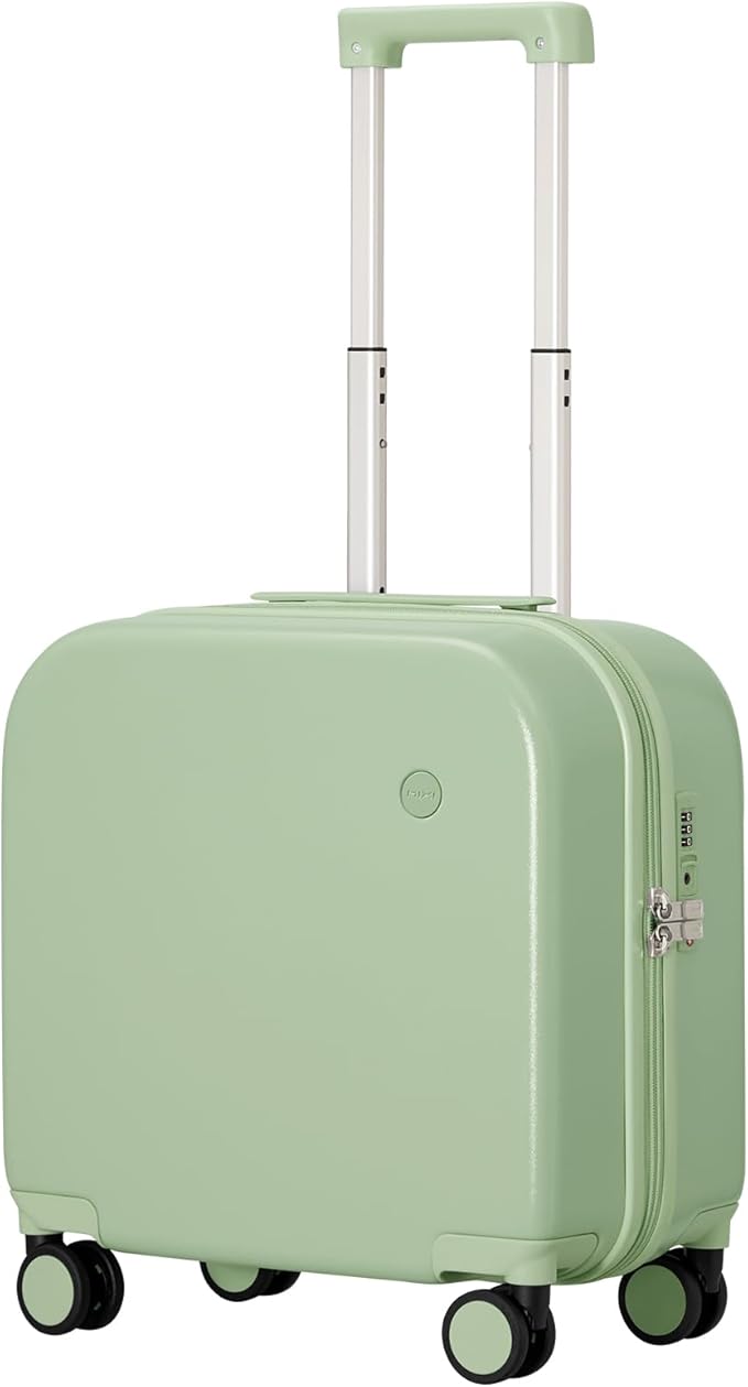 mixi Carry on Luggage, Suitcase with Spinner Wheels 16in Luggage Hardshell Lightweight Rolling Suitcases PC with Cover & TSA Lock, Avocado Green
