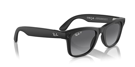 Ray-Ban Meta (Gen 1), Wayfarer, Large Matte Black | Smart AI Glasses for Men, Women - 12 MP Camera, Open-Ear Speakers, Video, Bluetooth — Polarized Gradient Graphite Lenses - Wearable Technology