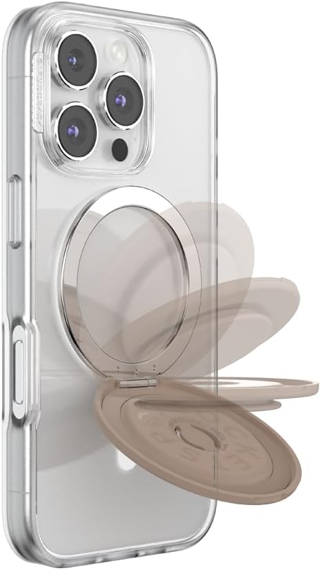 PopSockets Kick-Out Grip for MagSafe, Phone Grip with Built-in Phone Stand, Adjustable Kickstand for Portrait or Landscape, Strong Magnetic Hold, Wireless Charging Compatible - Latte