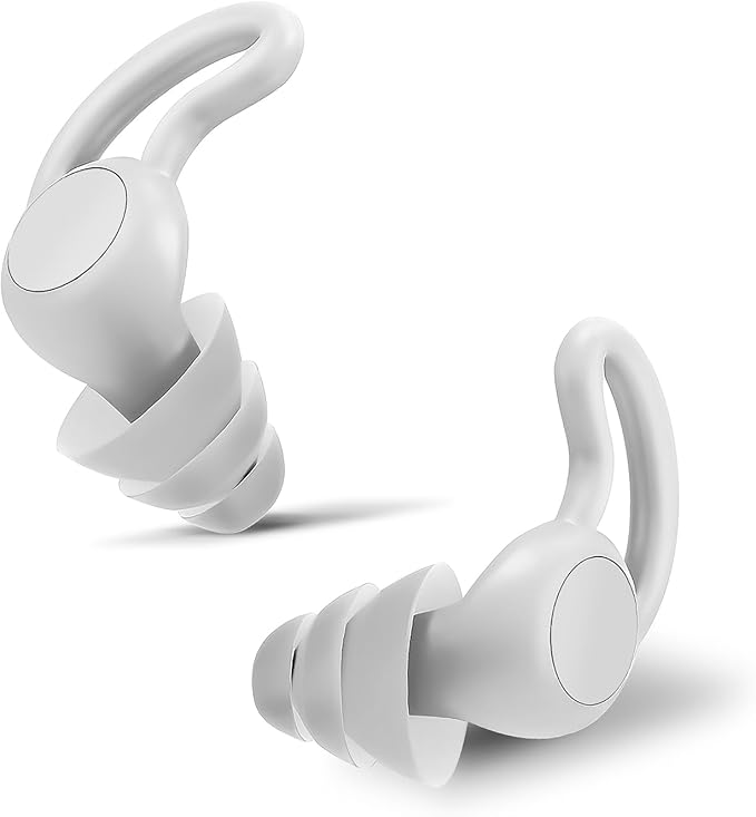 Noise Reduction Ear Plugs, NRR 40dB Ultra Comfortable Silicone Reusable Ear Plugs for Sleeping, Snoring Swimming, Studying, Concerts, Noise Cancelling and Hearing Protection Grey