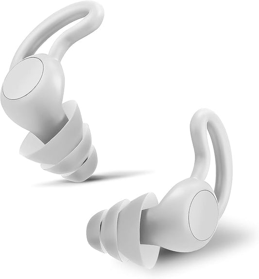 Noise Reduction Ear Plugs, NRR 40dB Ultra Comfortable Silicone Reusable Ear Plugs for Sleeping, Snoring Swimming, Studying, Concerts, Noise Cancelling and Hearing Protection Grey