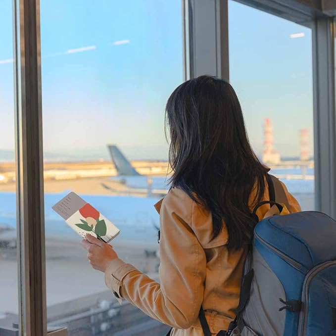 Vintage Ink Floral Passport Holder for Travel Geometric Patterns Funny Design PU Leather Passport Cover Wallet Cute Passport Card Holder for Women and Men