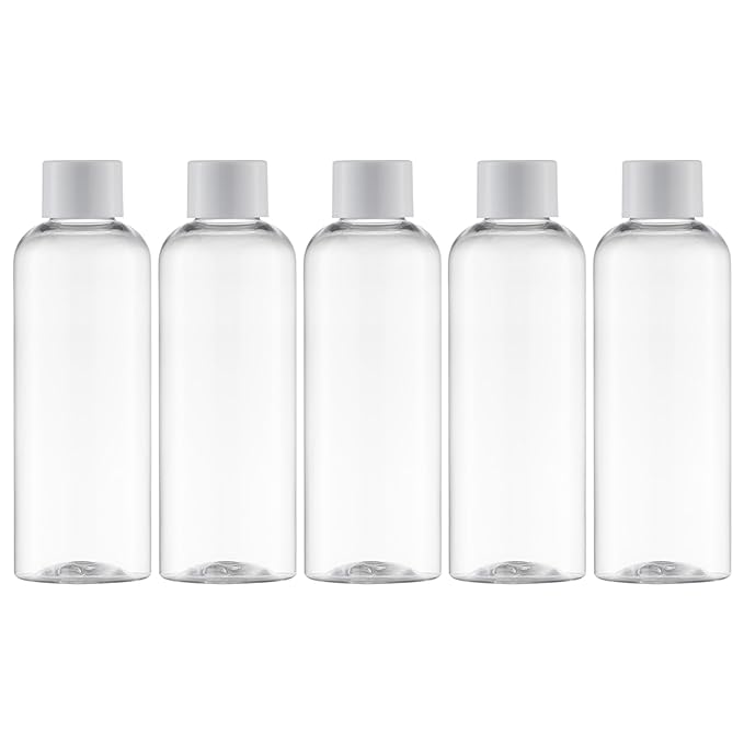Tekson Plastic Travel Size Bottles 3.4 oz, Travel Mouthwash Bottle, Refillable Containers for Cosmetic with White Screw Cap for Travel Essentials (100ml, Clear)
