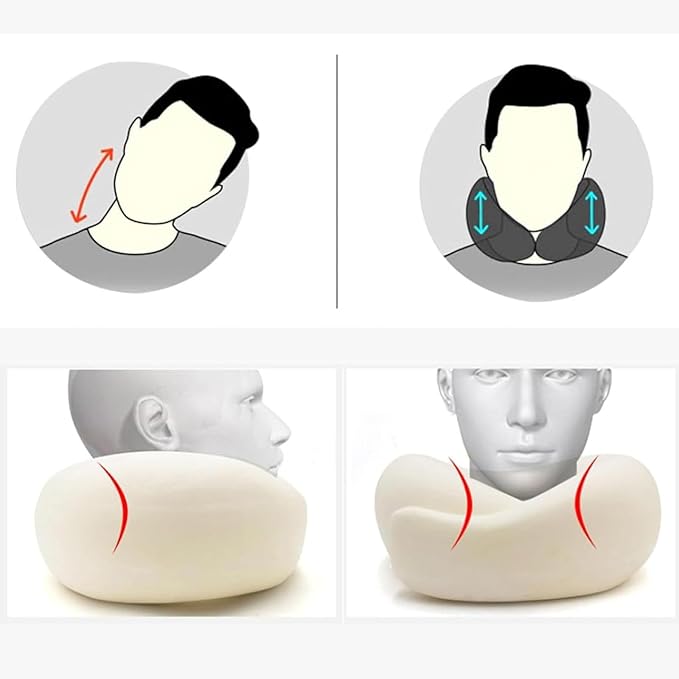 RURING Travel Pillows for Airplanes, Travel Neck Pillow Travel Pillow, Neck Pillow Airplane Memory Foam 360 Degree Support Stowable Pillows for Airplanes Offices and Cars 2PCS (Dark Gray)