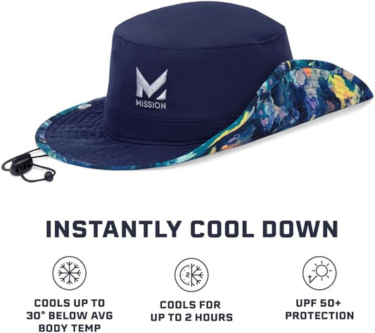 MISSION Cooling Bucket Hat - Unisex Wide-Brim Hat for Men & Women - Lightweight, Foldable & Durable - Cools Up to 2 Hours