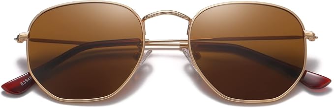 MEETSUN Polarized Hexagon Sunglasses for Women Men Polygon Square Sun Glasses UV400 Protection Metal Frame