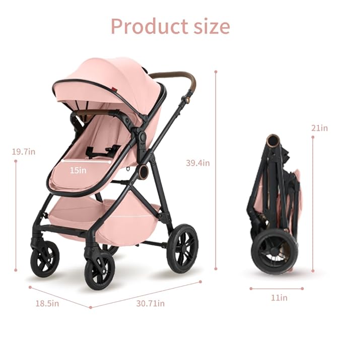 Premium High Chair Stroller: Reversible Seat for Bonding & Ultra-Smooth Fold (Pink)
