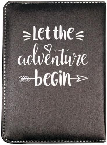 Passport Holder for Travel Essentials, Let The Adventure Begin Awaits Passport Cover Personalized Leather Wallet, Christmas Men Women Birthday Gift