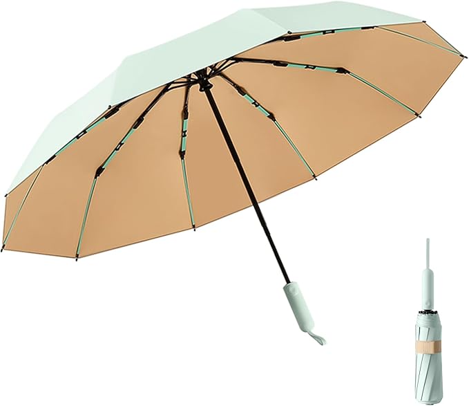 Folding Umbrella Anti-UV Compact Durable Folding Umbrella Auto Open Close Windproof Travel Umbrella Premium Grip Fits Backpack
