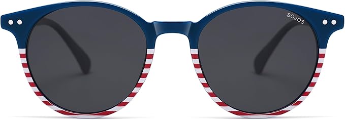 SOJOS Small Round Classic Polarized Sunglasses for Women Men Vintage Style UV400 Lens MAY SJ2113