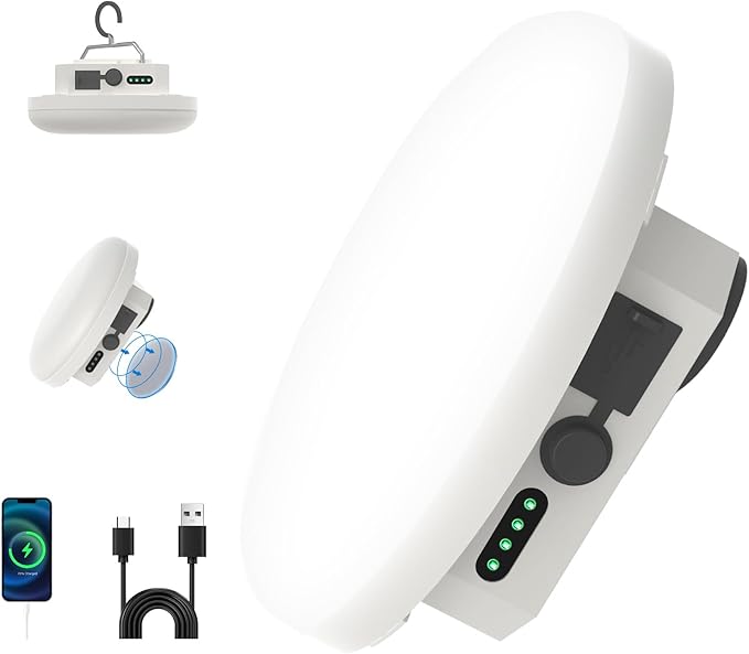 10000mAh Rechargeable Hanging Tent Lighting, Portable 30W 4000LM LED Camping Lantern with Magnet, 4 Lighting Modes, IPX5 Waterproof LED Flashlight for Emergency