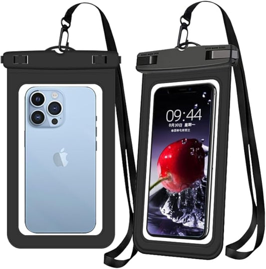 [Up to 6.9" 2 Pack Waterproof Phone Pouch Case,Waterproof Phone Bag for iPhone 17 16 15 14 13 Pro Max Plus Galaxy S25 S24 Ultar Plus+,IPX8 Cellphone Dry Bag Beach Travel Essentials-Black