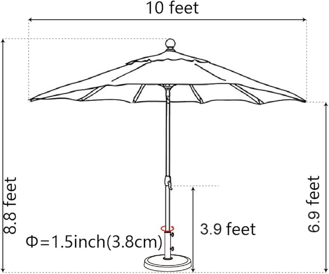EliteShade USA 10-Year-Non-Fading 10Ft Market Umbrella Patio Umbrella Outdoor Table Umbrella with Ventilation, Macaw Green