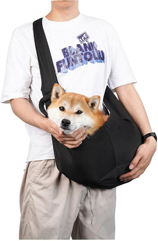 CYBERNOVA Small Pet Dog Cat Sling Carrier for 3-15lbs, with Pocket,Hand-Free Pet Bag Dog Cat Puppy Carry Bag for Travel and Walking Outdoor (black2)