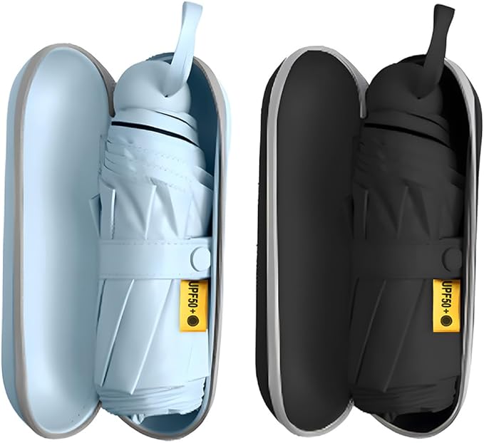 TOPSAIL Mini Umbrella Compact for Travel, UV Sun Protection(UPF50+), Waterproof for Light Rain, Suitable for Women & Kids With a Case, Manual 6k Folding Small Pocket Size Ufor Backpack/Purse