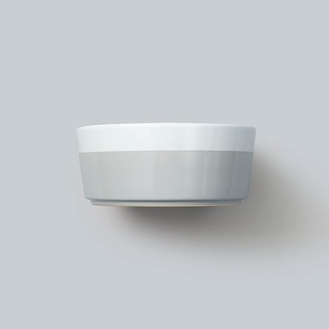 Waggo Dipper Ceramic Dog Bowl for Small and Large Breeds - Heavyweight and Durable Pet Food and Water Dish Crock, Dishwasher Safe, Modern (Light Grey, Medium)