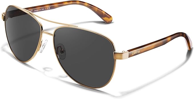 CARFIA Retro Trendy Pilot Sunglasses for Women Polarized UV Protection, Lightweight Outdoor Driving Lady Sunnies Metal Frame