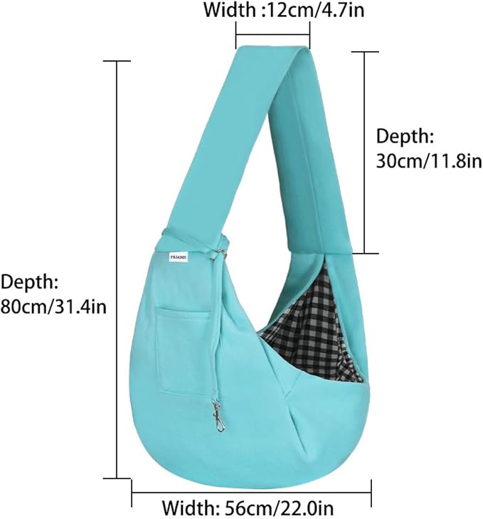 FDJASGY Small Pet Sling Carrier-Hands Free Reversible Pet Papoose Bag Tote Bag with a Pocket Safety Belt Dog Cat for Outdoor Travel Paleturquoise