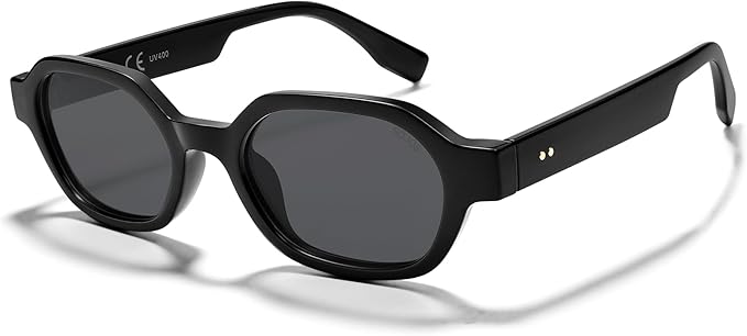 SOJOS Retro Polarized Hexagon Sunglasses for Women Men, UV400 Trendy Rectangle 70s 80s 90s Shades SJ2389