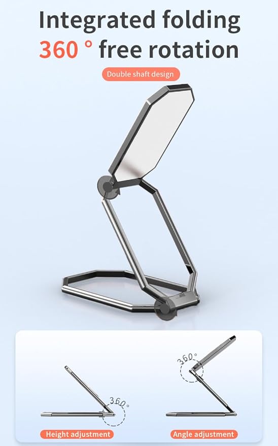 Phone Ring Holder Finger Kickstand Foldable Cellphone Stand 360° Rotation Metal Ring Grip for Magnetic Car Mount Compatible with iPhone Most Smartphone Black