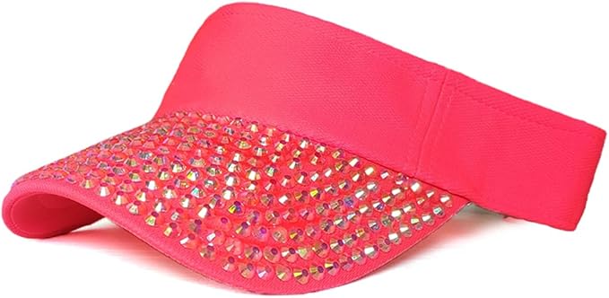Sparkle Glitter Summer Rhinestone UPF 50+ Bling Ladies Sun Visor for Women Outdoor Sports Fashion Golf Hat