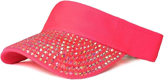 Sparkle Glitter Summer Rhinestone UPF 50+ Bling Ladies Sun Visor for Women Outdoor Sports Fashion Golf Hat
