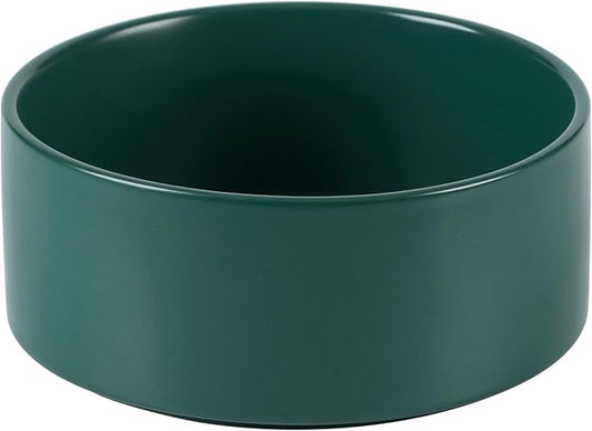 Non-Slip 8.2inch Ceramic Dog Food and Water Bowl for Large Breed Dogs, Pet Bowl for Replacement (Single Bowl, Green)
