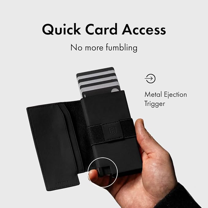 Ekster Men's Wallet PRO | RFID Blocking Parliament Leather Minimalist Wallet | Holds 14 Cards & Cash | Slim Cardholder for Men w/Push Button Designed for Quick Card Access | Black