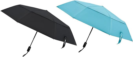 TradMall 2 Pack Travel Umbrella, Double Vented Canopy Windproof Automatic Strong Compact Folding Umbrellas for Rain Women and Men