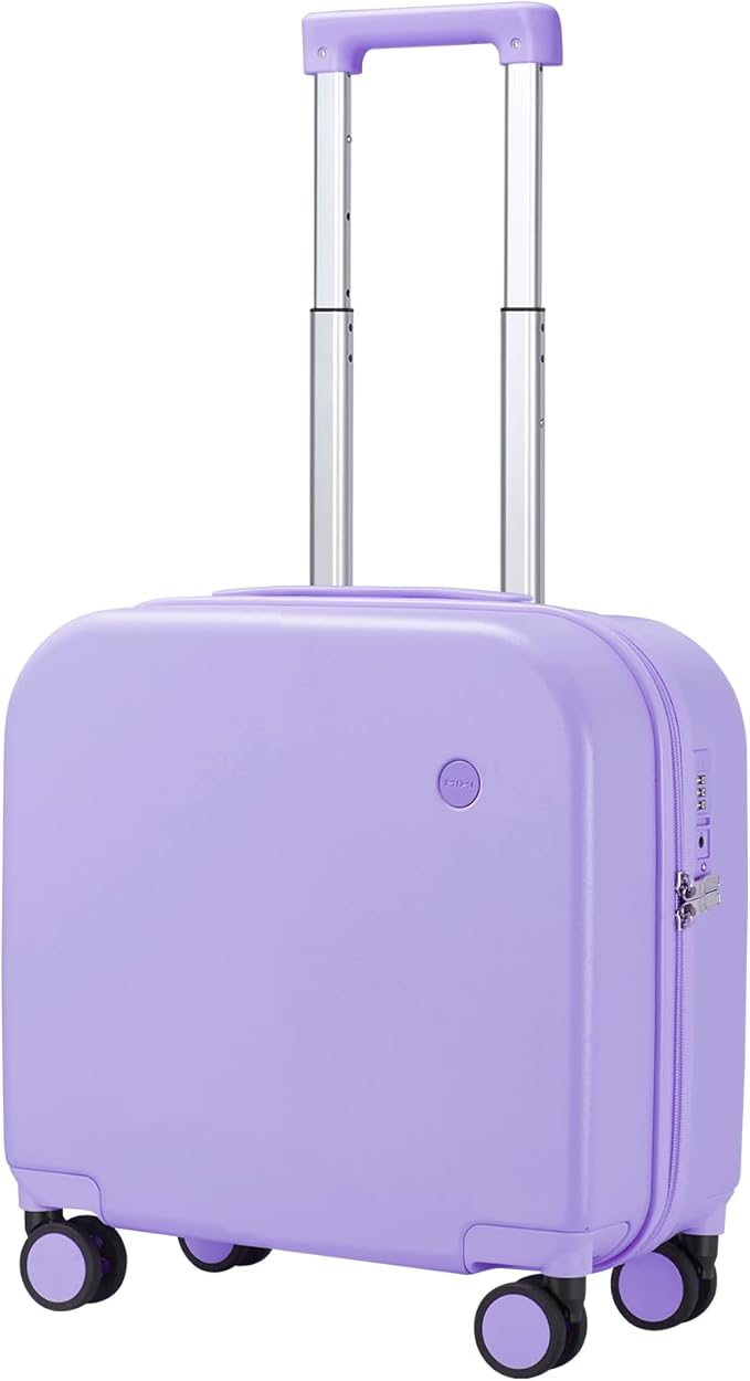 mixi Carry on Luggage, Suitcase with Spinner Wheels 16in Luggage Hardshell Lightweight Rolling Suitcases PC with Cover & TSA Lock, Lilac Purple