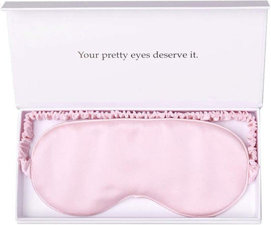 Silk Sleep Mask Light Blocking Luxury 100% Mulberry 19mm Silk Eye Mask Eye Cover Blindfold Ultra Soft Light & Comfy Anti Aging Skin Care with Travel Bag Gift Package