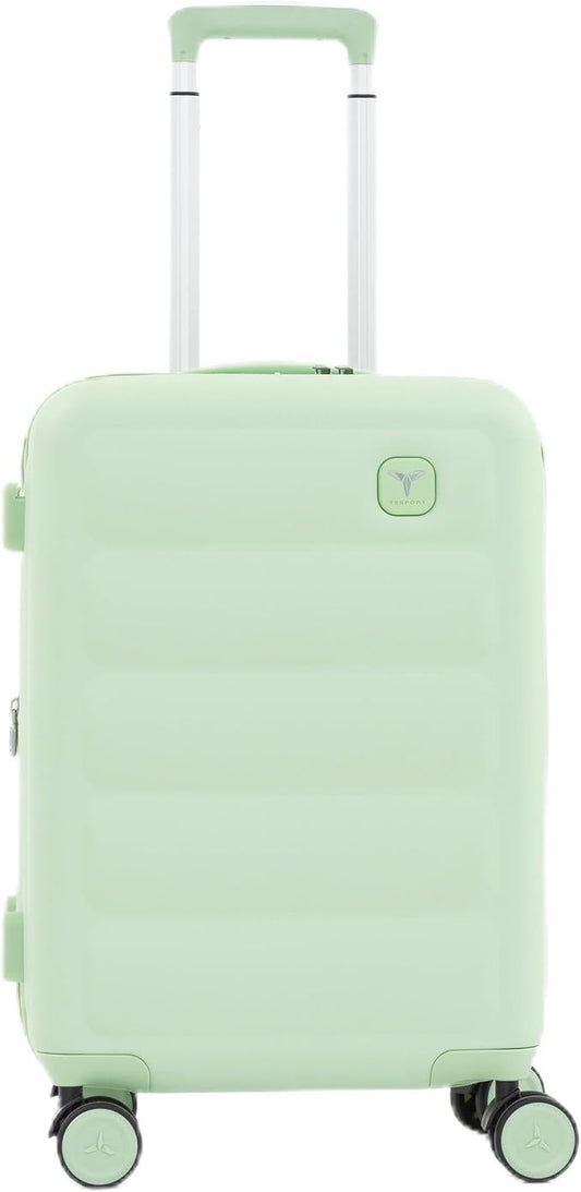 Tesport 22in Hard Shell Carry-On Luggage with Spinner Wheels, Lightweight PC Expandable Carry-On Suitcase with TSA Lock, Built-in Cup Holder, Apple Green