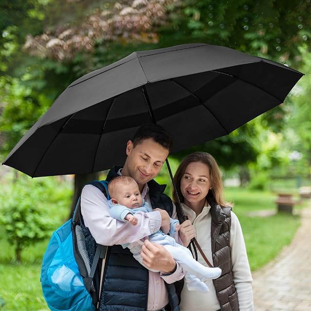 G4Free 42/46/54/62 Inch Large Golf Umbrella Compact Reverse Travel Umbrella 10 Ribs Windproof for Rain Double Canopy Automatic Open Close